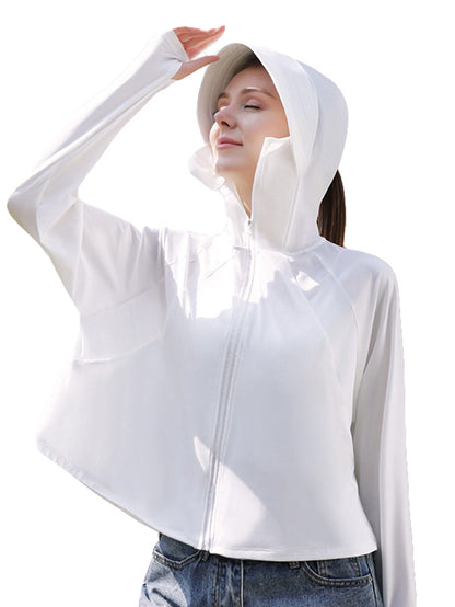 Sun protection clothing UPF50+ widen hat brim UV protection ice silk cycling shawl thumb holes hooded jacket