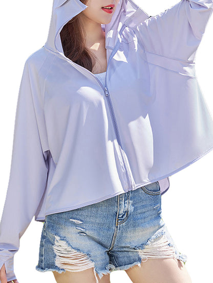 Sun protection clothing outdoor thin hooded quick-drying loose ice silk summer UV protection upf50