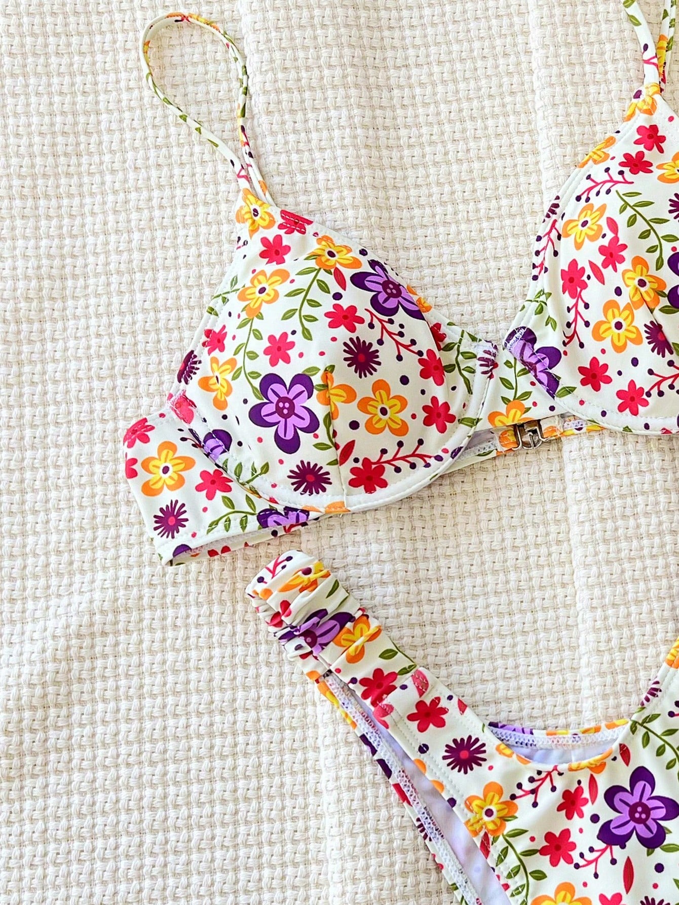 Floral Print Underwire Separated Bikini Set, Swimsuit For Women