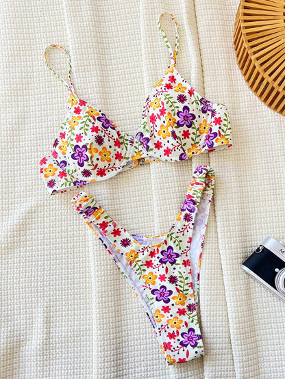 Floral Print Underwire Separated Bikini Set, Swimsuit For Women