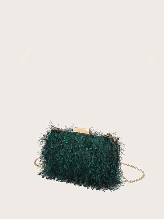 Feather Evening Bag Mini Clutch Handbag Crossbody Purse